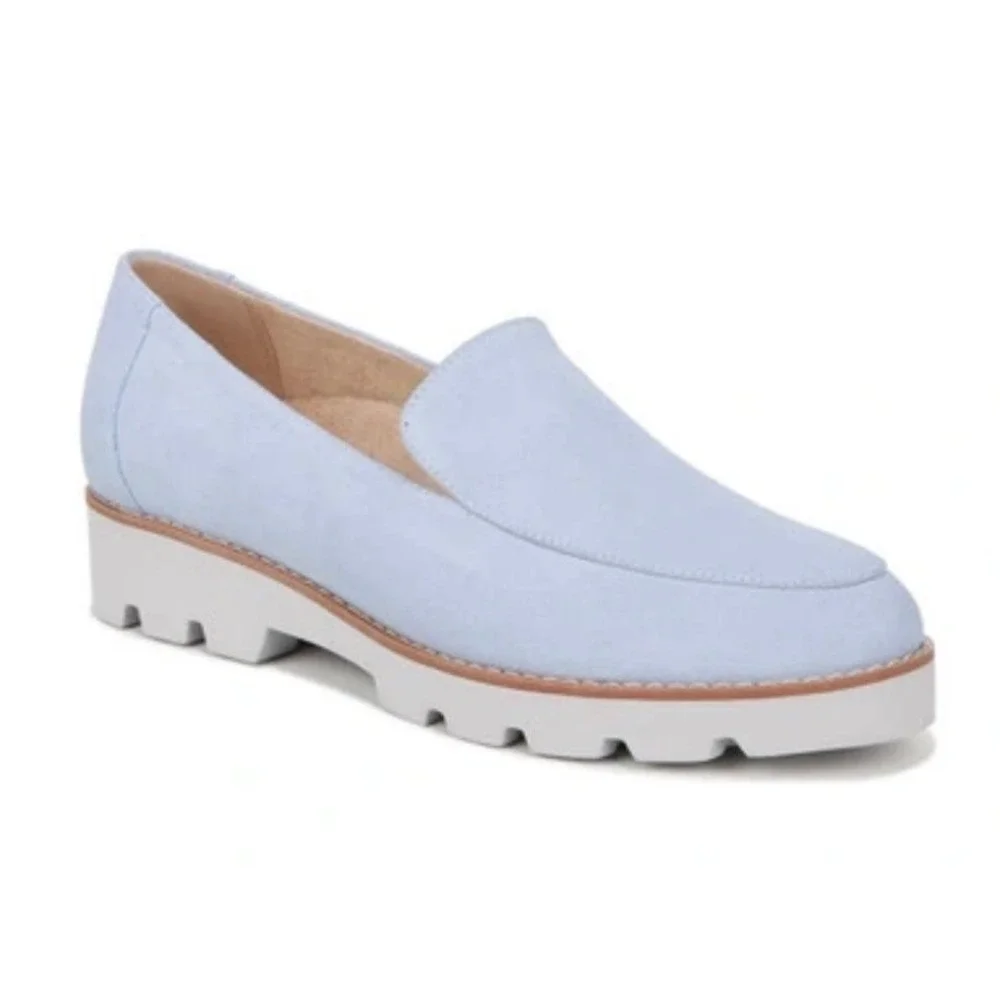 Vionic Kensley Light Blue Suede Lug Sole Loafers Womens Supportive Shoes Size 7